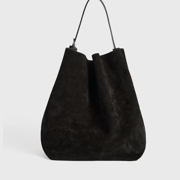 Toteme Handbags - Toteme Belted suede tote espresso